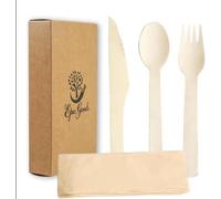 AYURIS Bamboo Cutlery Set, 20 Pieces, Eco-Friendly Reusable Cutlery for Adults, Sustainable, Biodegradable & Plastic-Free, Natural Bamboo Utensil Set