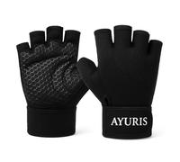 AYURIS Weight Lifting Gloves for Men & Women, Gym Gloves with Wrist Support, Non-Slip Silicone Grip & Padded Palm for Workout, CrossFit, Training & Cycling - Size L
