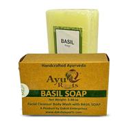 AyuRoots Ayurvedic Basil Soap Bar 100ml Natural Vegan Soap for Face and Body Made with Authentic Indian Craftsmanship