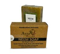 AyuRoots Ayurvedic Neem Soap Bar 100ml Natural Vegan Soap for Face and Body with Authentic Indian Craftsmanship