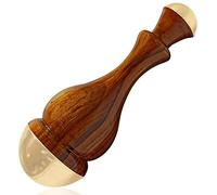 Ayurvedic 2 in 1 Kansa Wand Face Acupoint Massager for Detoxification & Deep Relaxation Massage Tool Teak Wood Handle (Natural-5)