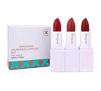 Ayurvedic Creamy Matte Half-Size Lipstick Kit - Peachy, Pink & Coral Shades | Nourishing Formula | 1.8g x 3 Lipsticks | Smooth, Long-Lasting Finish