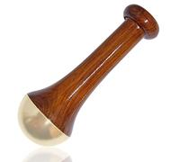 Ayurvedic Kansa Wand Bronze Capped Face / Body & Foot Massager with Natural Teak Wooden Handle for Detoxification & Deep Relaxation (Small), Yellow