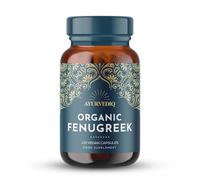 Ayurvediq Organic Fenugr apsules - 120 Vegan High Strength Fenugreek Powder Capsules for Lactating Mums, Hormonal & Blood Sugar Balance, Natural Supplements for Digestion