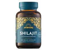 Ayurvediq Shilajit & Organic Ashwagandha 65% Fulvic Acid, 60 Vegan Capsules | Asphaltum Punjabianum, Purified Himalayan Extract, Tested For Heavy Metals, Ayurvedic Supplement, Amber Glass
