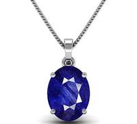 AYUSH GEMS 100% Certified 4.00 Ratti 3.50 Carat Blue Sapphire Nilam / Neelam Stone Silver Plated Pendant Locket Rashi Ratan Gemstone for Men and Women Lab Certified 4.00
