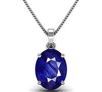 AYUSH GEMS 100% Certified 8.00 Ratti 7.50ct Blue Sapphire Nilam/Neelam Stone Silver Plated Pendant Locket Rashi Ratan Gemstone for Men and Women Lab Certified, 8.00 Loose