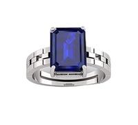 AYUSH GEMS 13.00 Carat (A Certified Blue Sapphire Ring (Nilam/Neelam Stone, Silver Plated Ring) (Size 20 to 23) for Men and Women, Gemstone, Sapphire, Sapphire