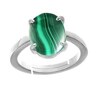 AYUSH GEMS 14.25 Ratti 13.00 Carat Quality Malachite Gemstone Ring for Men and Women Silver-Plated Malachite Silver-Plated Malachite
