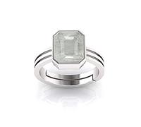 AYUSH GEMS 19.25 Ratti 18.00 crt A Silver Ring Adistaibel Certified Quality Unheated Sapphire Natural White Pukhraj Loose Gemstone for Adults Plain Silver-Plated Silver Plated Quartz