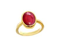 Ayush Gems Certified Natural Ruby (Manik) 6.25 Ratti 5.50 Carat Panchdhatu Gold Polish Teething Stone Ring for Astrological Purposes