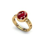Ayush GEMS Ruby Manik Panchdhatu 14.25ct Adjustable Birthstone Astrology Rashi Rattan Ring Gold Plated Ruby Gold Plated Ruby Gold Plated Ruby