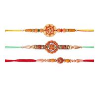 AYUSHNAIK Set of 3 Multi Stone Designer Rakhi for Brother Multicolour Stone/Beads Unique Design Rakhi,Beads Unique Design Rakhi | Rakhi Set for Rakshabandhan Gift for Brother