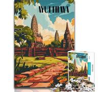 Ayutthaya Ruins Adult Jigsaws 1000 Pieces Difficult,Family Game Stress Reliever Difficult Challenge Great Gifts And Toys 50x75cm