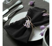 Ayuzawa Handmade Cloth Napkins 100% Cotton Napkins with Fringe，Delicate Handmade Cloth Napkins for Dinners, Parties, Weddings and More，18 x 18 Inch Set of 4 - Black