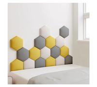 AYVADA 17 Pack Upholstered Wall Panels, Hexagon Self-Adhesive Nursery Decor Wall Padded, 3D Anti-collision Wall Stickers Wall Mounted Headboard Wall Padding (Color : G, Size : 150x87cm)