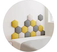 AYVADA 17 Pack Upholstered Wall Panels, Hexagon Self-Adhesive Nursery Decor Wall Padded, 3D Anti-collision Wall Stickers Wall Mounted Headboard Wall Padding