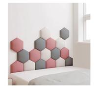 AYVADA 17 Pack Upholstered Wall Panels, Hexagon Self-Adhesive Nursery Decor Wall Padded, 3D Anti-collision Wall Stickers Wall Mounted Headboard Wall Padding (Color : D, Size : 180x105cm)