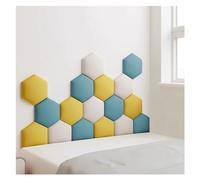 AYVADA 17 Pack Upholstered Wall Panels, Hexagon Self-Adhesive Nursery Decor Wall Padded, 3D Anti-collision Wall Stickers Wall Mounted Headboard Wall Padding (Color : B, Size : 180x105cm)