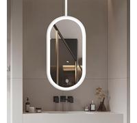 AYVADA Bathroom Mirror with Lights, Ceiling-Mounted Hanging Mirror Makeup Mirror Color Temperature Adjustable 3000-6000K, Led Wall Mirror for Vanity(40cmx60cm)