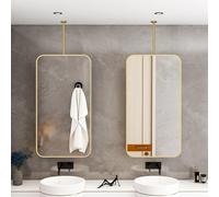 AYVADA Bathroom Vanity Mirror with Metal Frame Rectangle Hanging Decorative Mirror, Gold Ceiling Mounted Mirror for Home Hotel Washroom, Wall Makeup Shaving Mirror(40cmx70cm)