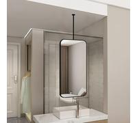 AYVADA Black Bathroom Mirror Ceiling Hanging Mirror, Rectangular Wall Mounted Mirror for Bedroom Entryway Living Room, Metal Framed Vanity Shaving Makeup Mirrors - Poles Can Be Customized(40cmx70cm)