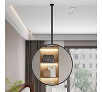 AYVADA Black Ceiling Hanging Mirror Large Metal Framed Circle Mirror for Bathroom Living Room Cloakroom, Wall Mounted Vanity Makeup Mirror - Customizable Mirror Boom(Diameter-70CM/27.6INCH)