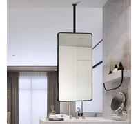 AYVADA Ceiling Hanging Mirror Simple Decorative Mirror, Black Metal Framed Mirror Suspended Vanity Makeup Shaving Mirror, Wall Mounted Mirror for Home or Hotel, Rectangular(40cmx70cm)