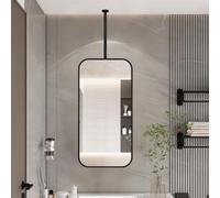AYVADA Ceiling Hanging Rectangular Mirror, Wall Mounted Mirror with Metal Frame and Hanging Rod, Black Vanity Makeup Mirror Shaving Mirror for Home Decor - Boom can be Customizable(40cmx60cm)