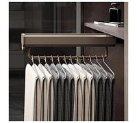 AYVADA Extendable Pull Out Closet Rod Adjustable Clothing Organizer Holder Pull Out Clothes Hanger Closet Sliding Wardrobe Closet Valet Rod For Clothing Storage (Color : Brown, Size : 38x12cm)