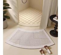 AYVADA Grey Curved Bath Mats for Shower, Fast Drying Curved Shower Mats, Strong Absorbent Curved Bath Mat for Round and Corner Shower, Rubber Non-Slip Bottom, Easy to Clean,D,18x40inch/45x100cm