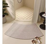 AYVADA Grey Curved Bath Mats for Shower, Fast Drying Curved Shower Mats, Strong Absorbent Curved Bath Mat for Round and Corner Shower, Rubber Non-Slip Bottom, Easy to Clean,A,18x30inch/45x75cm