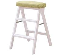 AYVADA Indoor Climbing Stool, 3 Steps Ladder Stool Portable Folding Step Stool Multifunctional Kitchen Office Stair Chair/White