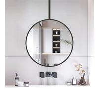 AYVADA Large Wall Mirror Black Metal Framed Ceiling Mounted Mirror Bathroom Decorative Mirror - Modern Round Hanging Mirror Suitable for Vanity, Entryway, Living Room(Diameter-70CM/27.6INCH)