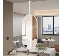 AYVADA Modern Oval Mirror Metal Framed Mirror, White Ceiling Hanging Vanity Mirror HD Glass Mirror, Creative Decorative Mirrors for Living Room Bedroom Bathroom Shaving Mirrors(50cmx70cm)