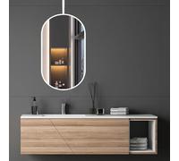 AYVADA Oval Bathroom Mirror Ceiling Hanging Mirror Large Decorative Wall Mirror for Living Room Bedroom Entryway, Metal Frame Dressing Make-up Mirror Shaving Mirror - White(50cmx70cm)