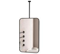 AYVADA Rectangular Vanity Makeup Mirror Ceiling Mounted Mirror with Metal Hanging Rod, Modern Black Framed Wall Mirror for Bathroom Home Decor(40cmx60cm)