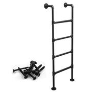AYVADA Wall Mounted Metal Step Ladder 100-300cm Home Loft Straight Ladder Black Wrought Iron Bunk Bed Ladder Egress Ladder for Attic Dorm Library RV Roof(250cm/98in)
