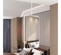 AYVADA White Ceiling Mounted Mirror Hanging Rod Mirror, Bathroom Floating Mirror Wall Vanity Makeup Mirrors with Metal Framed, Decorative Simple Mirror Clear and Practical(50cmx70cm)