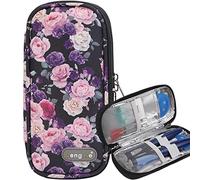 AYVANBER Insulin Cooler Travel Case Small Diabetic Medication Cooler Portable Cooling Bag with 2 Reusable Gel Ice Packs for Insulin Pens While Traveling and Other Diabetic Supplies (Purple Pink Rose)
