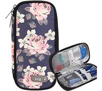 AYVANBER Insulin Cooler Travel Case Small Diabetic Medication Cooler Portable Cooling Bag with 2 Reusable Gel Ice Packs for Insulin Pens While Traveling and Other Diabetic Supplies (Black Flower)
