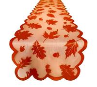 AYVRUOP Embroidered Autumn Leaves Table Runner, Autumn Decoration, Table Decoration, Dolce Vita Decoration, Table Fireplace for Thanksgiving and Autumn Decoration (30 x 180 cm, Tulle)