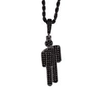 AYVRUOP Men's Stainless Steel Necklace, Pendant for Men, Women and Men, Colourful Human Diamond Necklace in Stainless Steel, Hip Hop Accessories Fashion Jewellery, Black, 1 Piece