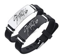 AYVRUOP SK Bracelet, Skzoo Merch, Pack of 2 Kpop Bracelet, Charm Silicone Bracelets Jewellery, Adjustable Wristband, for Fan Birthday Creative, Black (2 Styles)