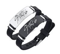 AYVRUOP Stray-Kids Bracelet, Skzoo Merch, Pack of 2 Kpop Bracelet, Charm Silicone Bracelets Jewellery, Adjustable Wristband, for Fan Birthday Creative, Black (2 Styles)