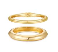 AYWFCBF 2pcs Gold Bangle Bracelets for Women, Trendy Hinged Cuff Open Wide Chunky Gold Bracelet Stack Arm Cuff Jewelry for Women, One Size, Alloy with 14k Gold Plated, no gemstone