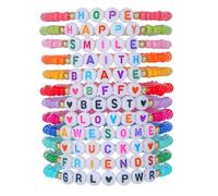 AYWFCBF Friendship Bracelets for Women, Inspirational Preppy Bracelets Stackable, Best Friend bracelet Set, Colorful Heishi Clay Beaded Bracelets for Women, One Size, no gemstone