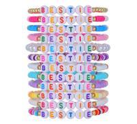 AYWFCBF Friendship Bracelets for Women, Inspirational Preppy Bracelets Stackable, Best Friend bracelet Set, Colorful Heishi Clay Beaded Bracelets for Women, One Size, Clay, Elastic, no gemstone