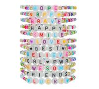 AYWFCBF Friendship Bracelets for Women, Inspirational Preppy Bracelets Stackable, Best Friend bracelet Set, Colorful Heishi Clay Beaded Bracelets for Women, One Size, Glass, Clay, no gemstone