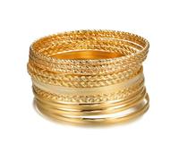 AYWFCBF Gold Bangles for Women, 12 Pcs Boho Stackable Bracelets Multi Layer Textured Chunky Bracelets Jewelry Set for Women, One Size, Metal, no gemstone